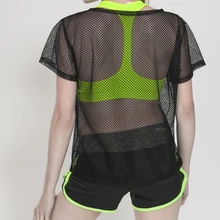 Профессиональные спортивные футболки дышащая сетка спортивная блузка женская Свободная Марля с коротким рукавом Бег Фитнес Йога сетка одежда