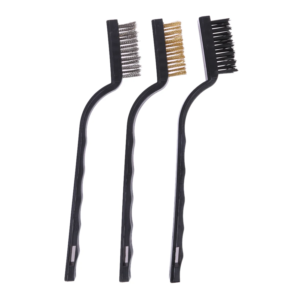 3 pcs Mini Wire Cleaning Brush Set Steel Brass Nylon Brushs Cleaning