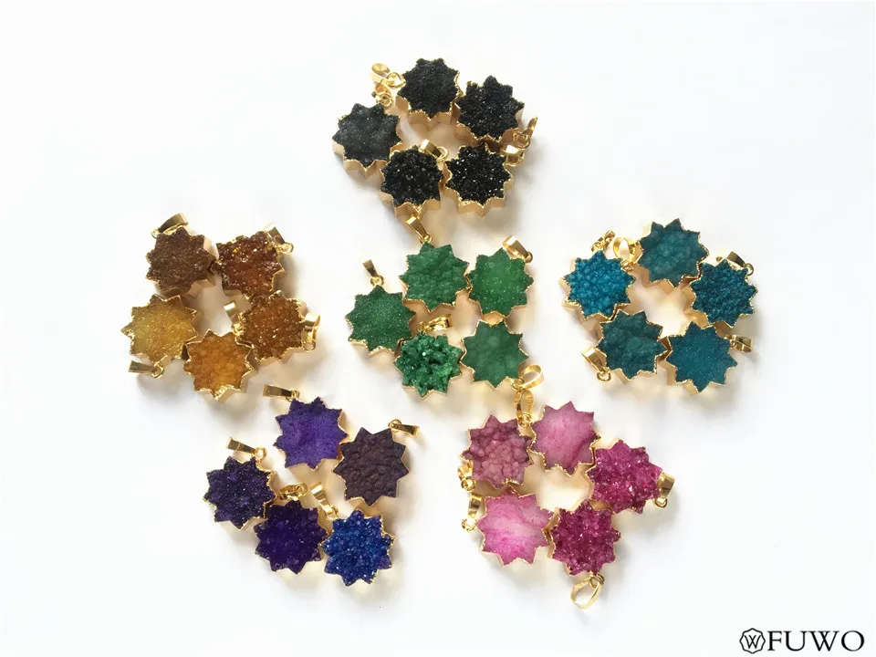 Natural Druzy Flower Pendant 12