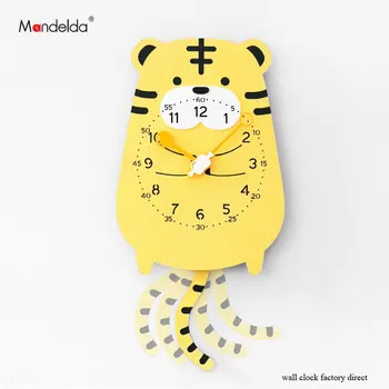

Mandelda New Arrival Tigger Cartoon Swing Clock on Wall Handmade Lovely Creative Animal Wall Watches for Livingroom/Bedroom