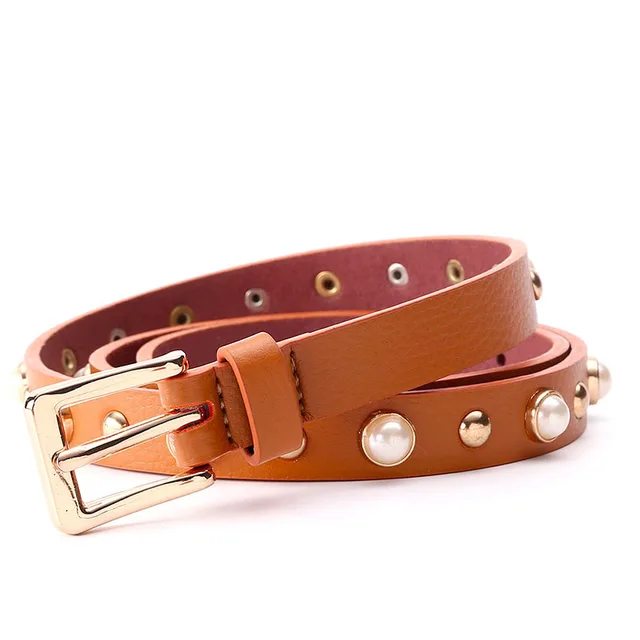 Pearl Belt For Women Metal Belt With Gold Buckle Belt 2.0 cm Width