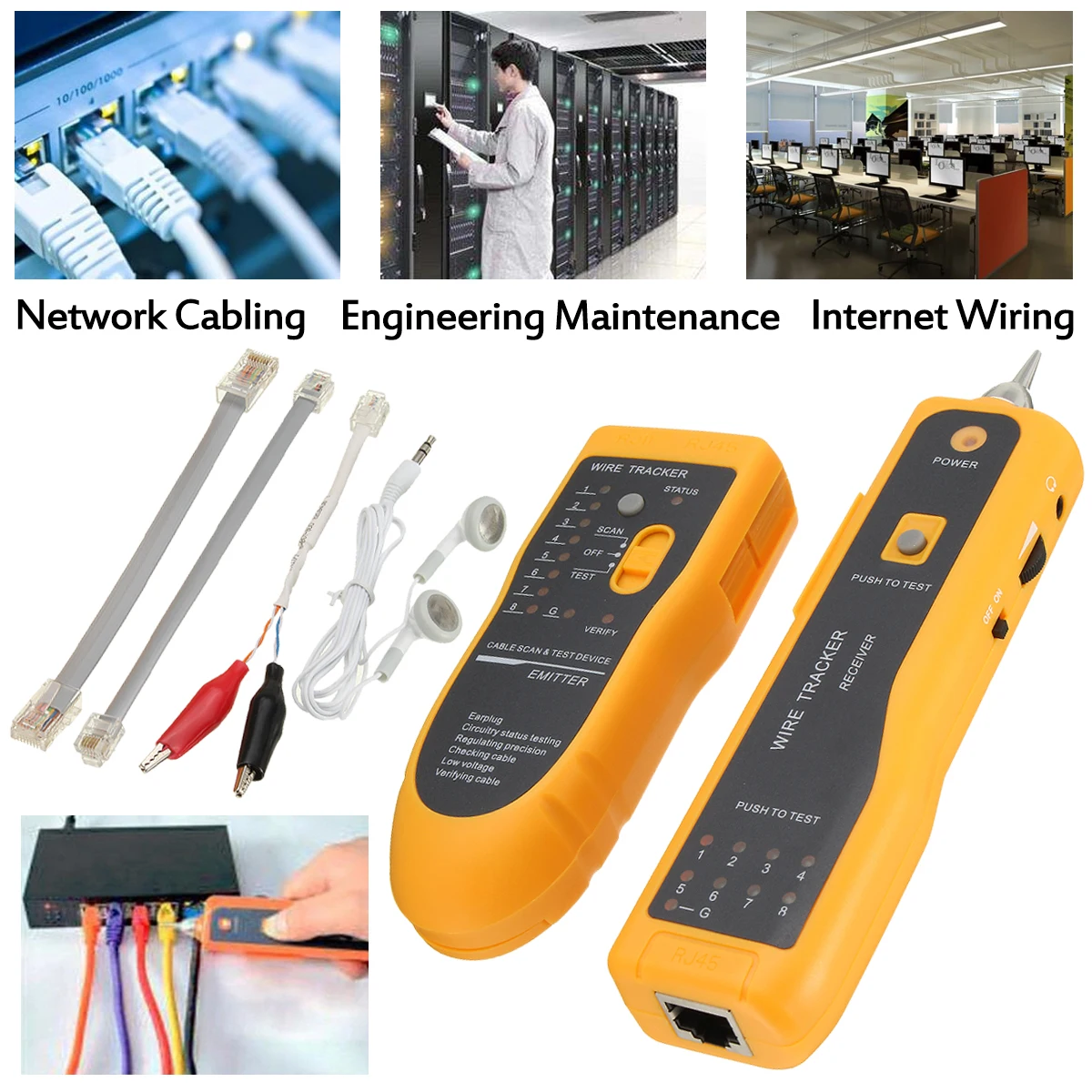 

RJ11 RJ45 Telephone Wire Tracker Tracer Toner Ethernet LAN Network Cable Tester Detector Instrument Line Finder