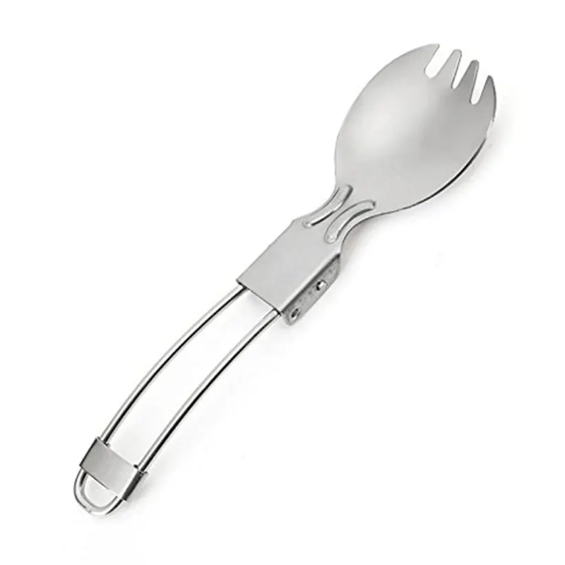 

Jeebel 2 In 1 Picnic Spoon Fork Outdoor Tableware Foldable Stainless Steel Traveling Camping Folding Cutlery Dishes