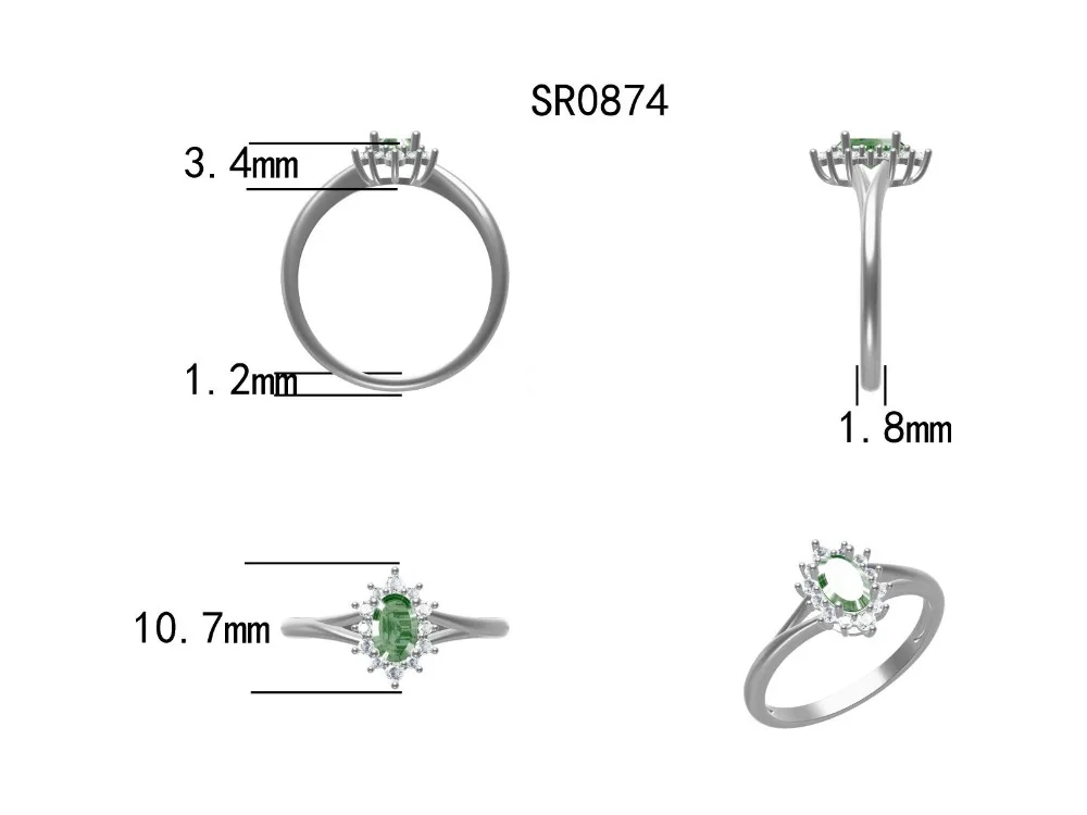 LOVERJEWELRY для женщин кольца Настоящее 14 К белого золота натуральный колумбийский изумруд обручение кольцо для жены мама Рождество ювелирные