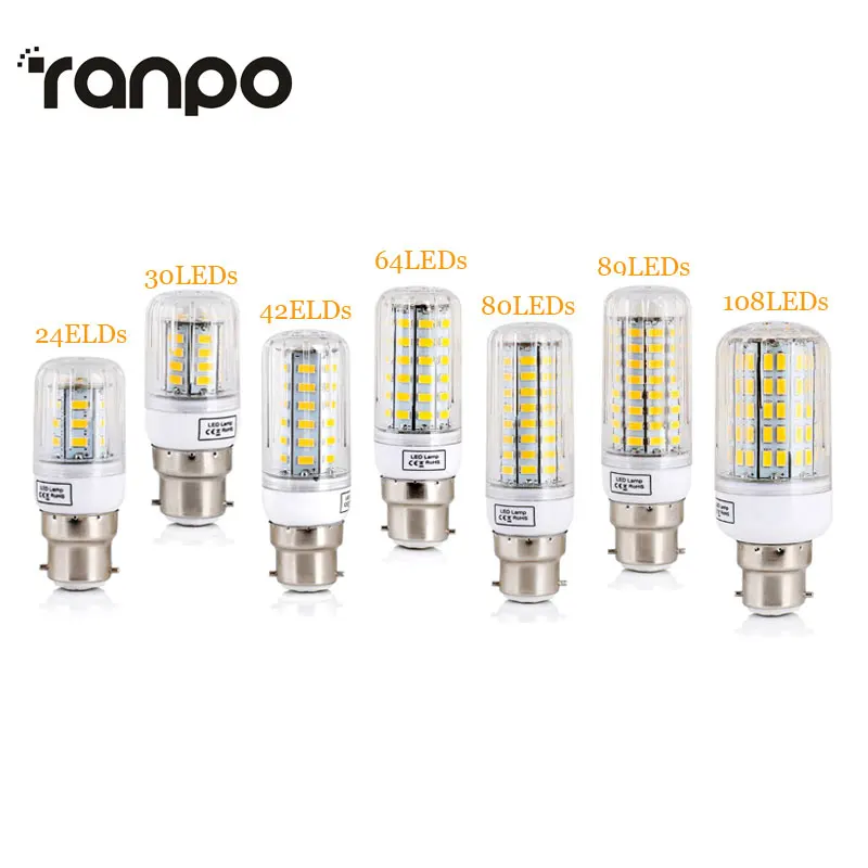 B22-Bombillas de ahorro de energía SMD 5730, luces LED de bayoneta, 7W, 12W, 15W, 20W, 25W