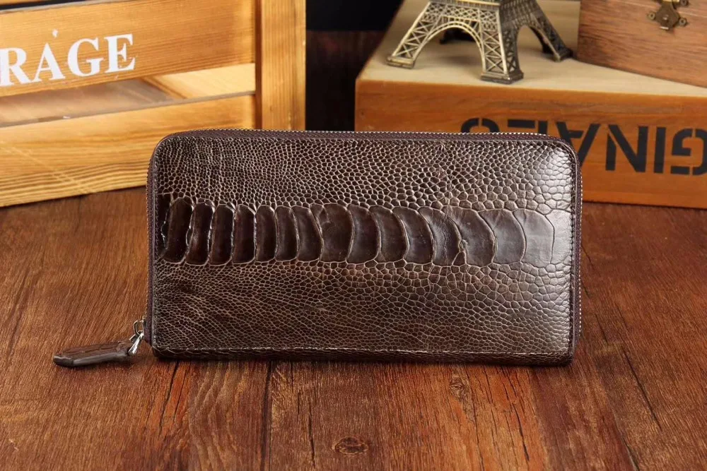 Black Red Brown Genuine Ostrich Leg Skin Leather Men's Bifold Wallet Brown Black Red Brown Genuine Ostrich Leg Skin Leather Men's Bifold Wallet Brown