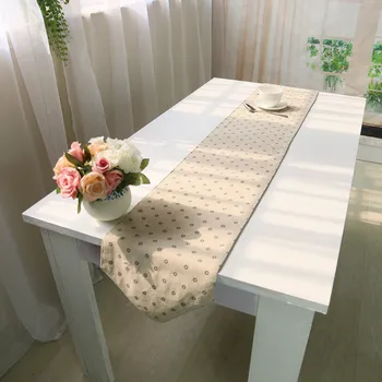 

Cotton Linen Dots Table Runners Korean Style Vintage Table Runners 30x180 CM Party Wedding Decoration Tablecloth