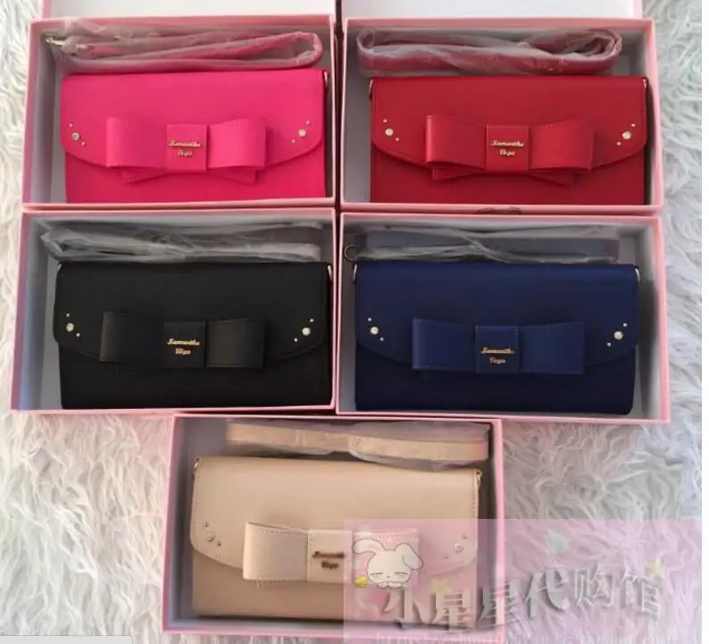 

Brand Designer Women Wallet Soft Oil Wax Leather Zipper Ladies Clutch Wallet Big Bow Portable Long Purse Card Holder Phone Bag