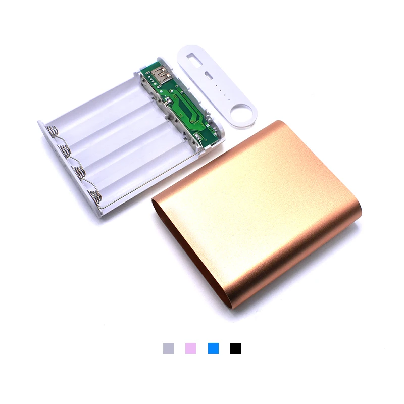 DIY 18650 чехол, Дополнительный внешний аккумулятор, яркий, универсальный, USB 4X18650, зарядное устройство, сделай сам, внешний аккумулятор, чехол, набор для всех сотовых телефонов - Цвет: Золотой
