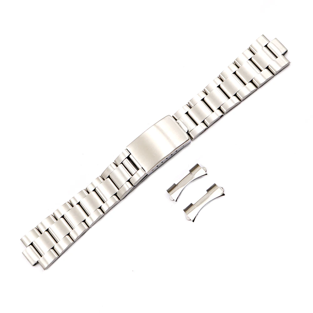Rolamy 19 20mm Top Grade Silver Brushed 316L Solid Stainless Steel Watch Band Belt Strap Bracelets Of Oyster
