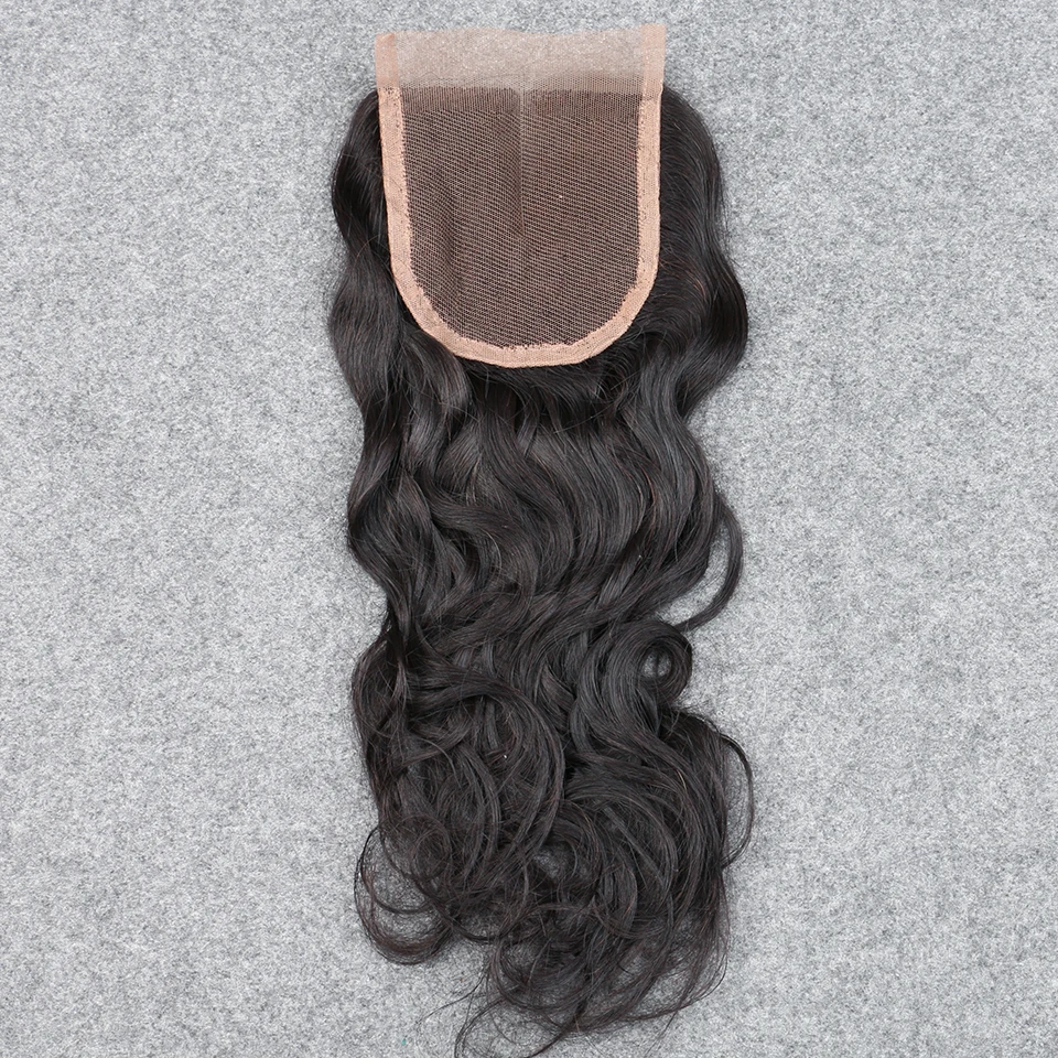 

7A Brazilian Water Wave Closure 4X4 Bleached Knots Middle/Free/3 Part Brazilian Lace Closure Wet And Wavy Closure DHL Free Ship