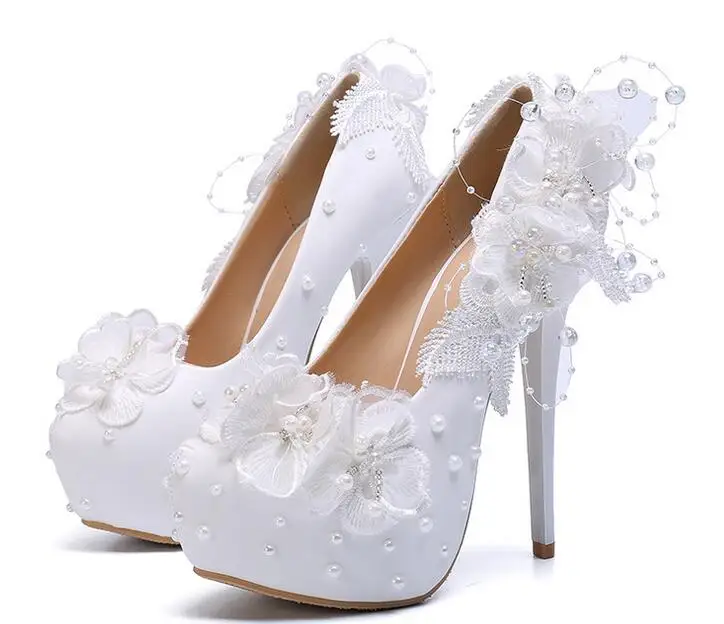 white bridesmaid heels