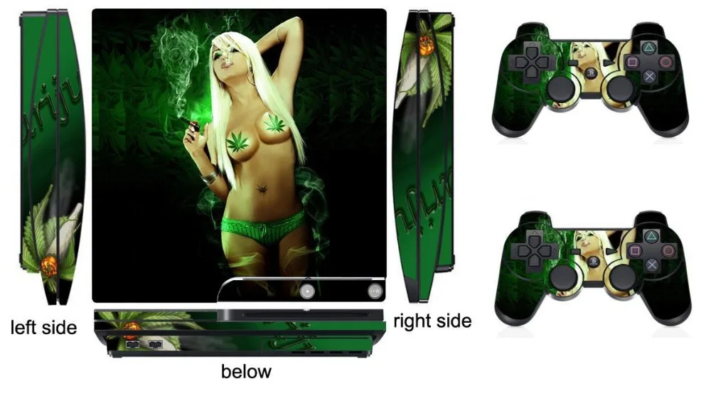 

Babe 208 Vinyl Skin Sticker Protector for Sony PS3 Slim PlayStation 3 Slim and 2 controller skins Stickers