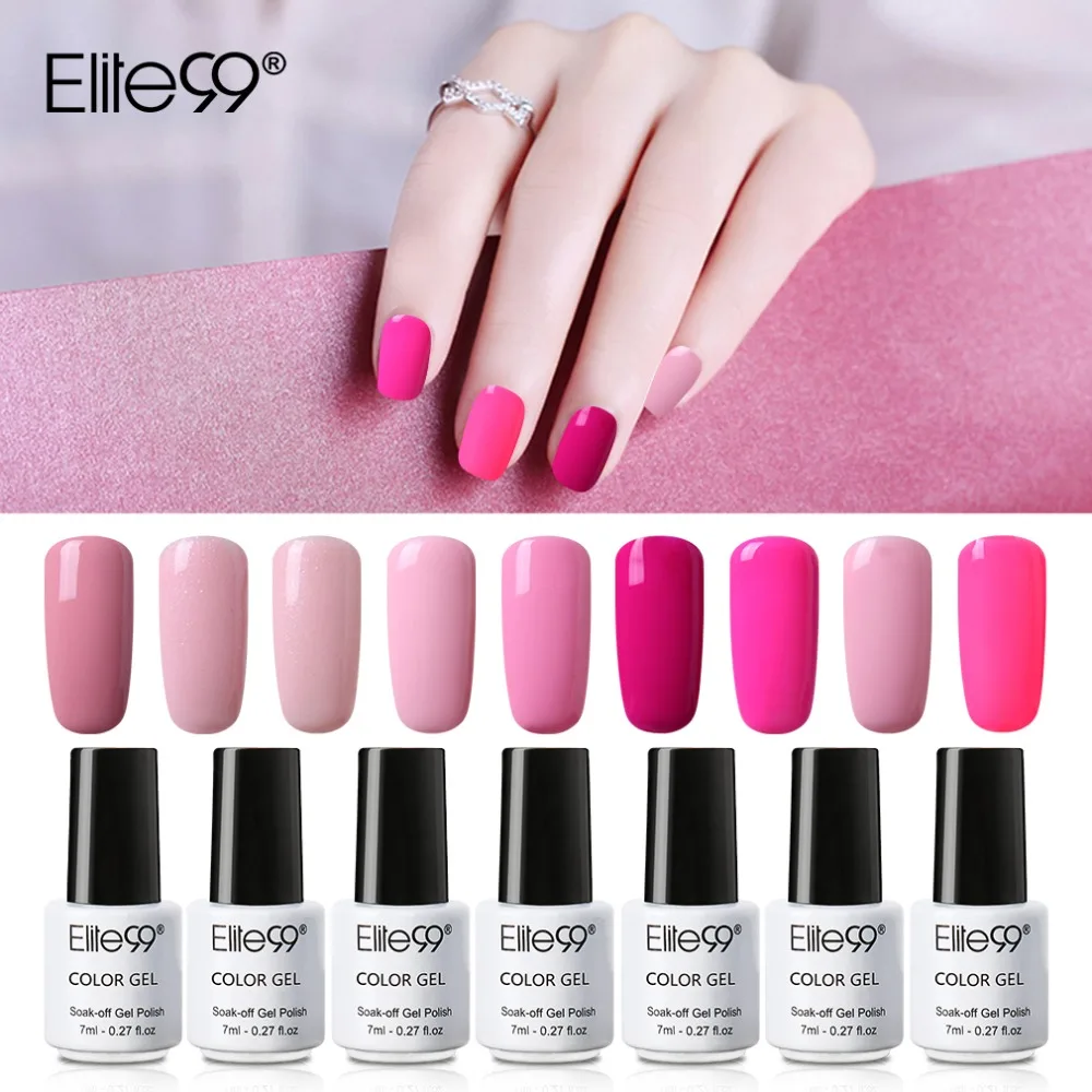 

Elite99 Lovely Pink Color Gel Polish 7ml Soak Off LED UV Gel Lacquer Need Lamp Long Lasting Nail Gel Varnish Nail Art Manicure