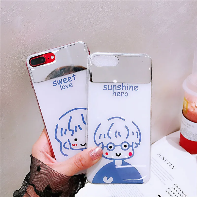 

Cartoon Laser IMD Mirror Silicone Case for iPhone X XS XR XSMax 8 7 6 6S PluS Creative Cute Drop Protection Back Cover