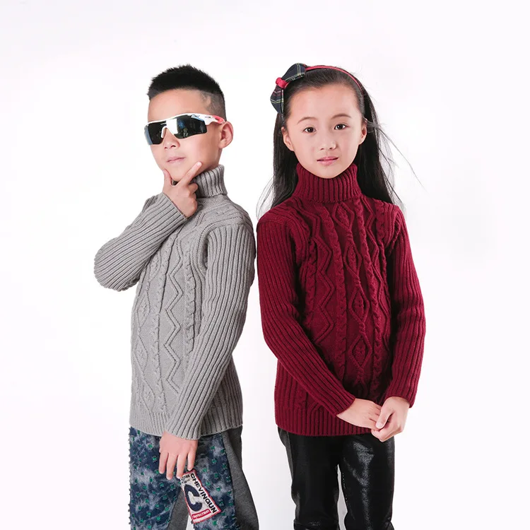 Etecredpow Boys Girls Turtle-Neck Children Jumper Autumn Winter Knit Sweaters Etecredpow Boys Girls Turtle-Neck Children Jumper Autumn Winter Knit Sweaters