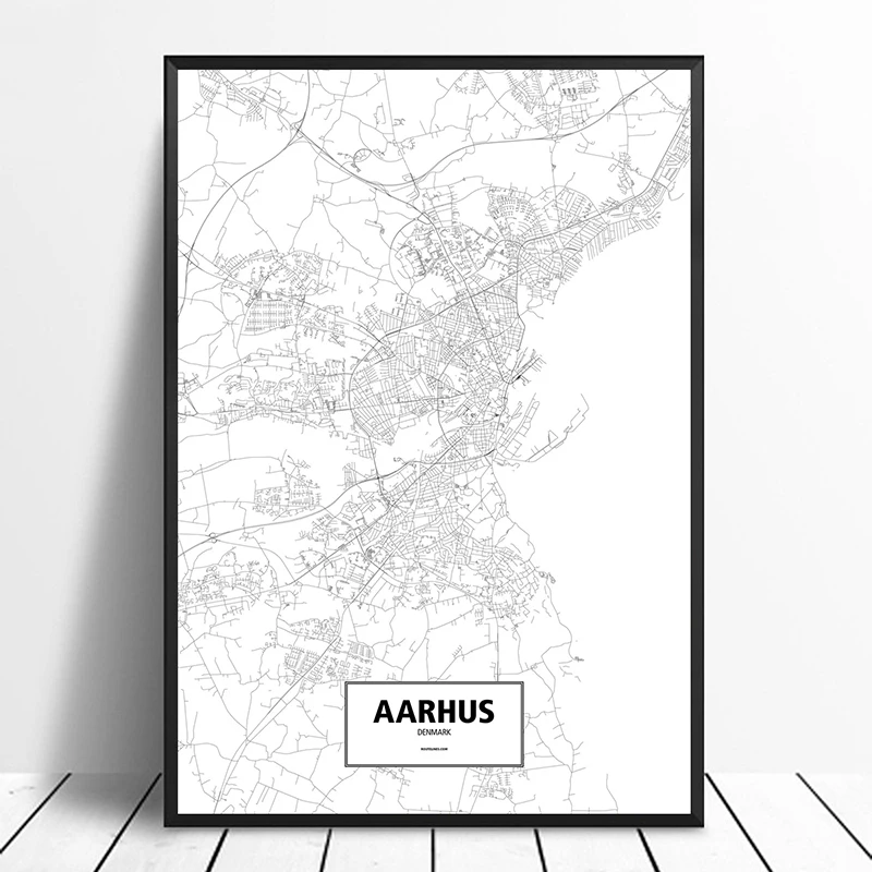 Aarhus Дания черно белый обычный фотографический постер печать на холсте в