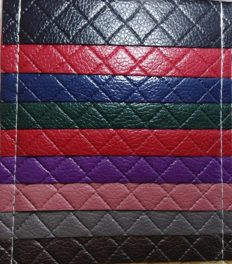 Litchi Grain Embossed Plaids Synthetic Leather Fabric for shoes