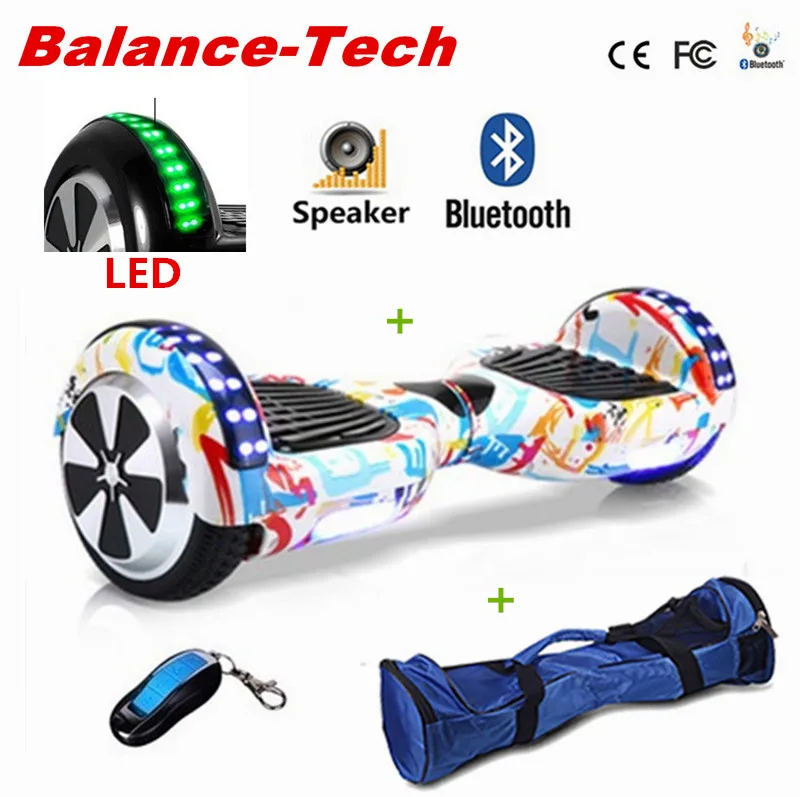 6.5 Inch Hoverboard Manillar Electric Scooters Self Balancing Scooter Gyroscope Two Wheels Overboard LED Light+Bluetooth