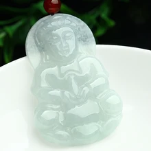 Подлинная натуральная нефрит Будда гуаньин Бирма нефрит подвеска с сертификатом