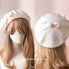 17 Colors Lolita Berets Wool Blend Hat Women Girls Bow Plaids Stripe Sailor Style Preppy Chic College Students Cap ► Photo 3/6