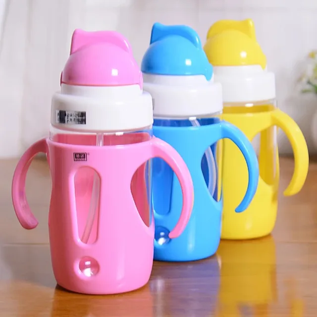 Eco friendly Baby Water Bottle 350ml Mini Bottle With Straw Children