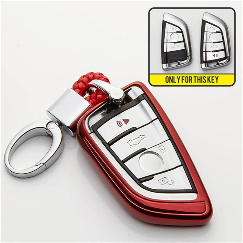 Qianyi Car Key Cover for BMW Full Protection Soft TPU Genuine Leather Feel Key Case Cover Fit for BMW New BMW X3 X4 M5 M6 GT3 GT5,BMW Series 1 2 5 7 Keyless Entry Key Cover Silver