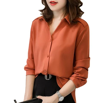 

Fashion Blouse Tops Womens Female Elegant Long Sleeve Green Orange Blouse Shirt Casual Streetwear Plus Size Blouse