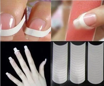 

Wholesale 48pcs Nails Sticker Tips Guide French Manicure Nail Art Decals Form Fringe Guides DIY Sencil Styling Beauty Tools