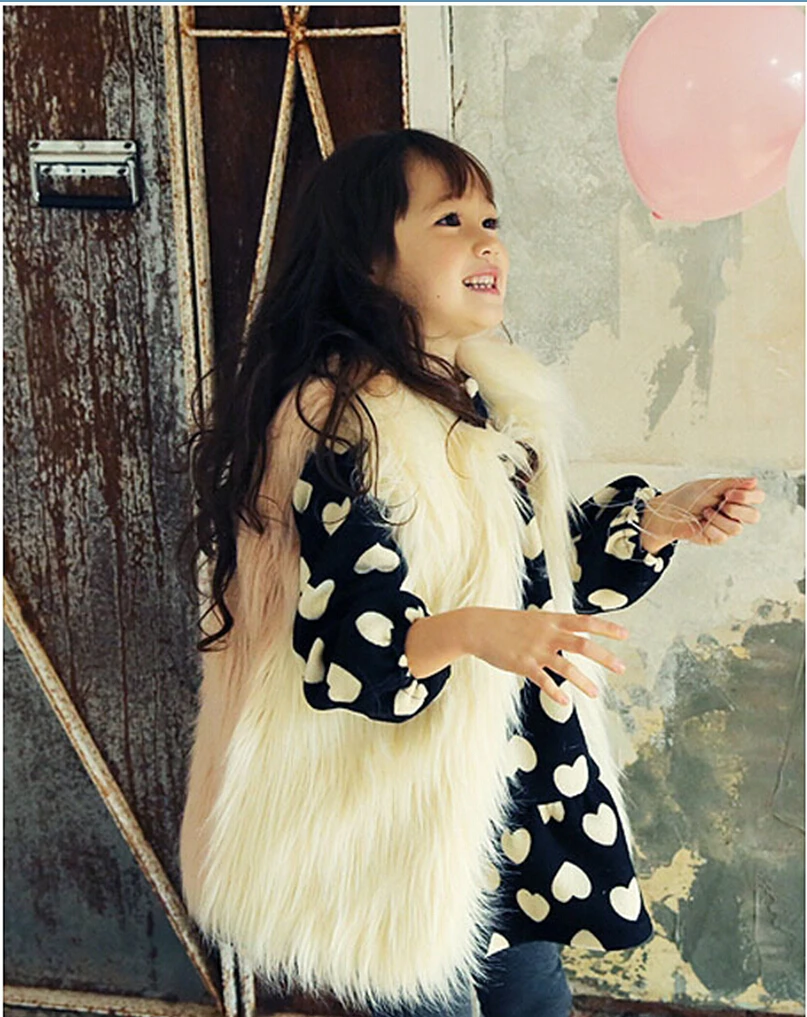 2019 Korean new autumn and winter children vest,Girls faux fur coat Princess Beach wool sleeveless jacket Girls plush waistcoat