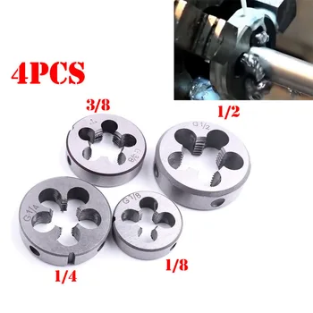 

G1/2 1/4 1/8 3/8 4Pcs HSS Hand Dies Pitch Thread Threading Tools for Water Pipe dent repair car dent repair electronic tools