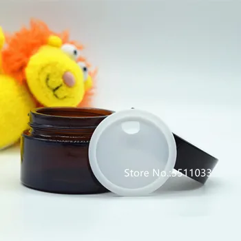 

20Pcs 30g Classical Dark Brown Glass Cream Jar Amber Glass Cosmetic Container Bottle DIY Face Cream Jar Black Color Cap Lid 30ml