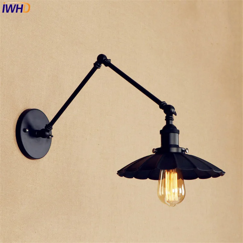Черный Ретро винтажный светодиодный настенный светильник Edison Wandlamp Свинг