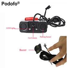 Podofo Car Rear View Reverse Radar Detectors Backup Camera With 2 Parking Sensors Night Vision Waterproof