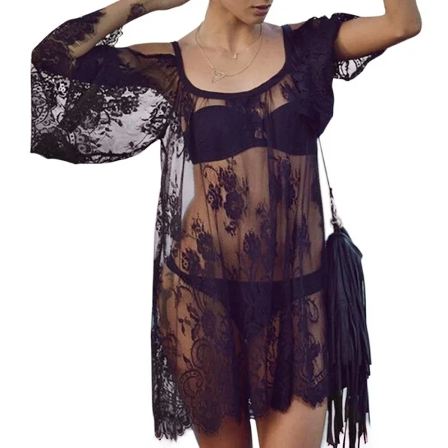 Oversize US 4 20 font b Sexy b font Vintage Hippie Boho Embroidery Eyelash Lace Sheer