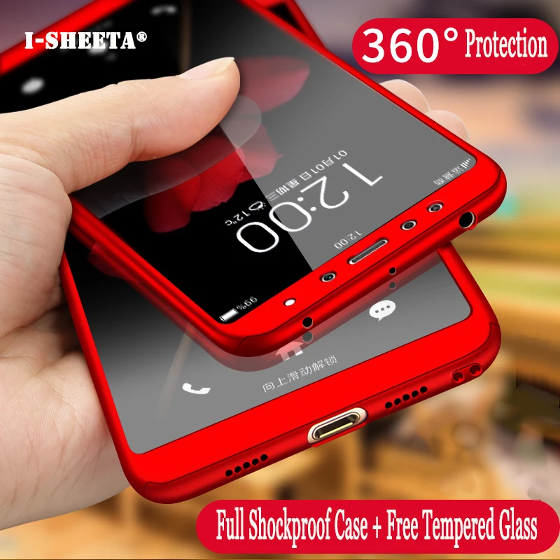 Shockproof 360 Full Protective Cases For Xiaomi Mi 5S Plus 5SPlus Slim Hard PC Case + Free 9H Tempered Glass Screen Protector |