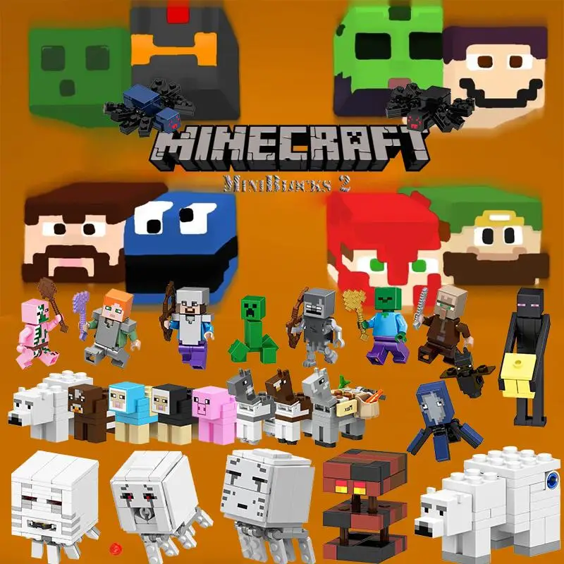 

Minecraft Legoing Figures Friends Building Blocks Legoings Zombie Elves Figure Minecrafts Toys For Children Ghast Enderman Steve