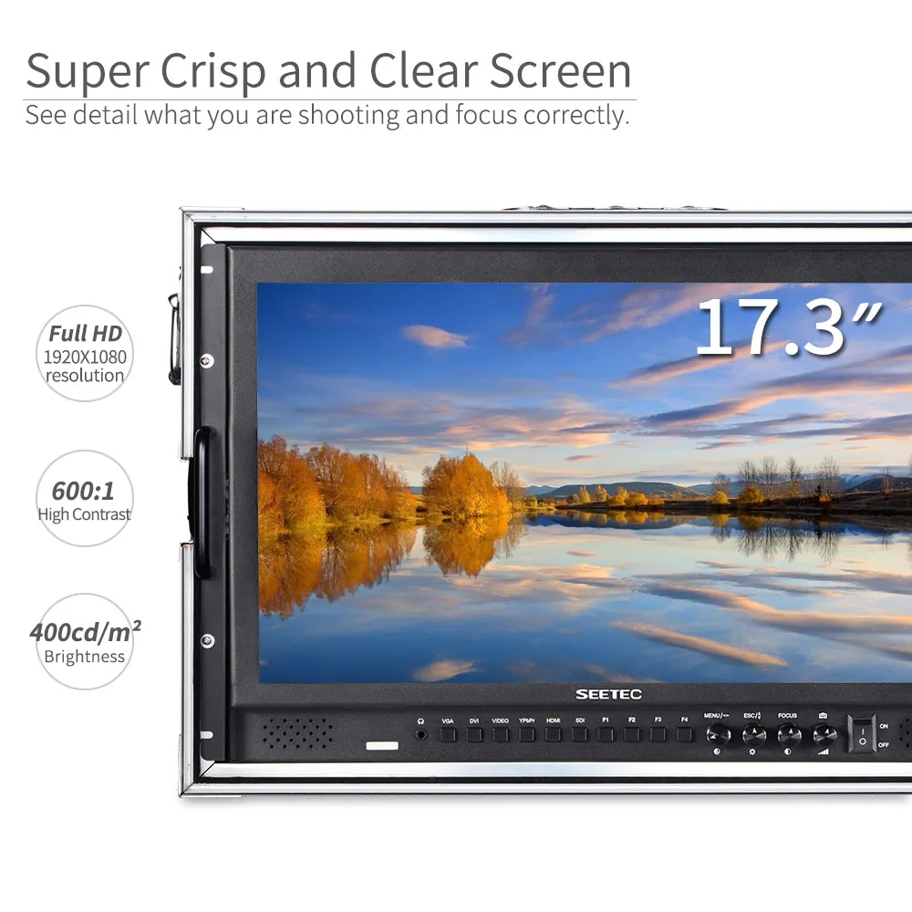 SEETEC P173-9HSD-CO 17.3 Inch IPS 3G-SDI 4K HDMI Broadcast Monitor with AV YPbPr Carry-on LCD Director Monitor with Suitcase