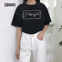 Повседневные Летние Новые Топы в стиле панк микеланжело с коротким рукавом больших размеров, S-2XL, свободные женские футболки с рисунком Харадзюку, футболка с круглым вырезом и принтом