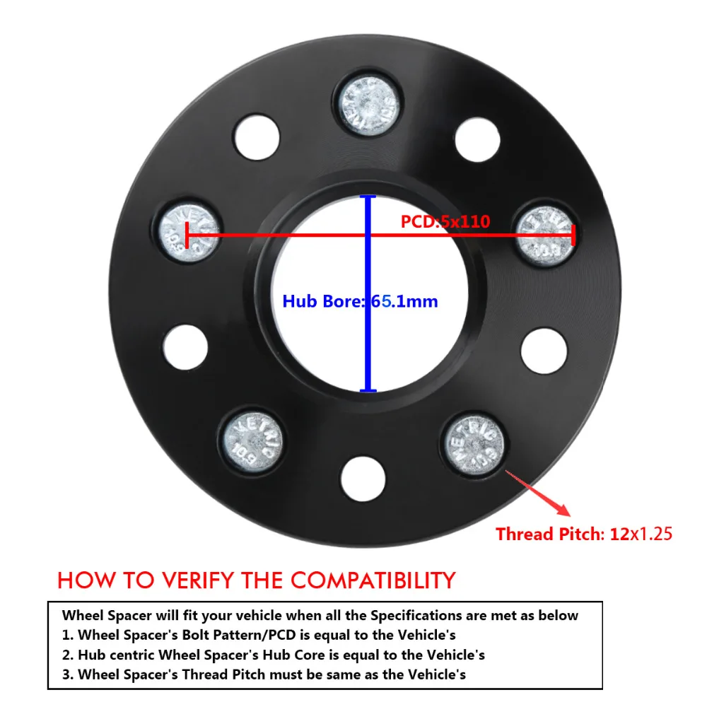 " Hubcentric 5x110 колесные прокладки 12x1,25 шпильки подходят- Jeep Cherokee Renegade Dodge Дротика Fiat 500X Chrysler 200