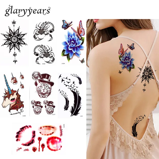 Pieces Lot Halloween Blood Decal Temporary Tattoo Body Neck Chest Waist Art Colors Cat Pieces Lot Halloween Blood Decal Temporary Tattoo Body Neck Chest Waist Art Colors Cat