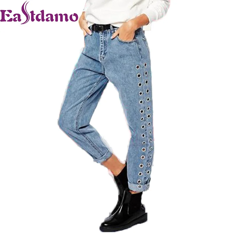 Eastdamo BF Jeans Women 2017 High Waist Plus Size Boyfriend Jeans Sexy