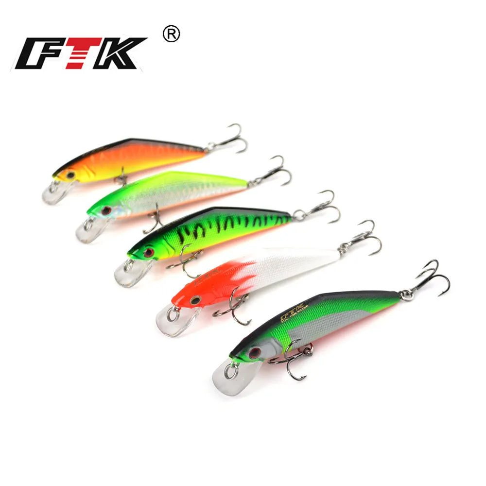  FTK Fishing Lure Kit Minnow 5pcs/lot Professional 3D Eye Fish Swim Bait Fishing Tackle Set Bass Har