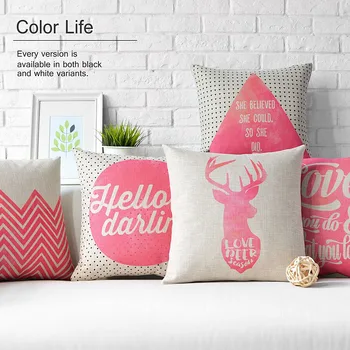 

Nordic Pink Deer Home Decor Pillow Linen Cotton Cushion For Valentine's Day present Decorative Throw Pillows Free Shipping