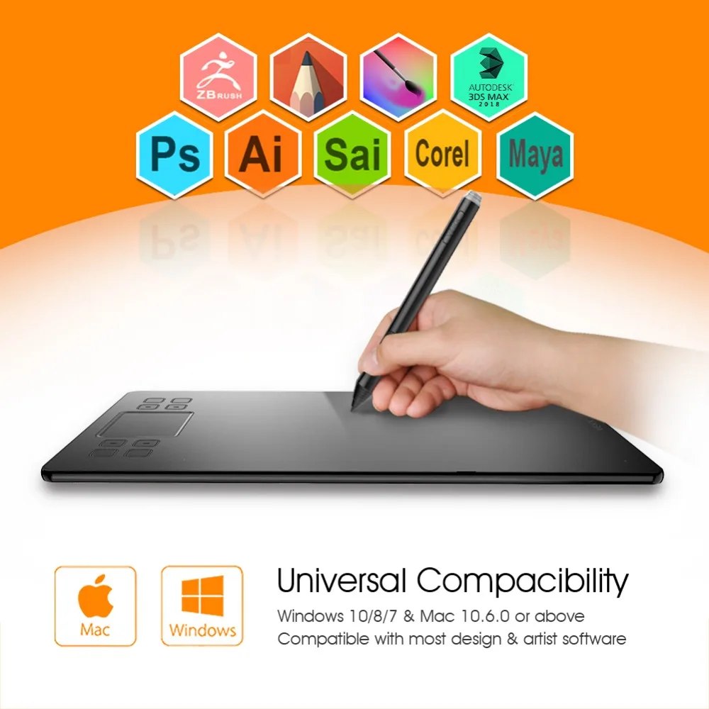 Drawing Tablet veikk a50 Digital Pen Tablet with 8192 Levels Passive Pen Compatible with most drawing softwares