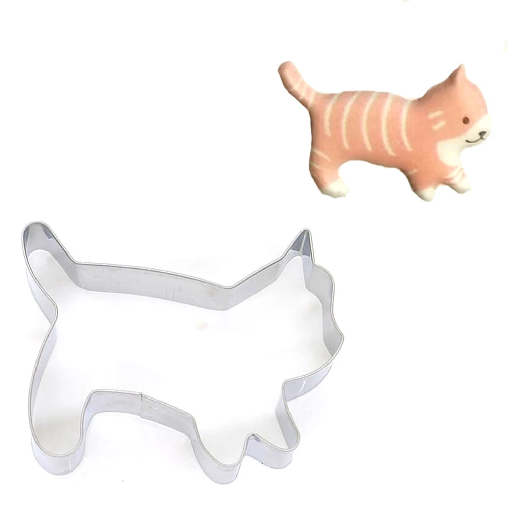 5pcs Cookie Cutters Moulds Stainless Steel Cute Animal Cat Shape Biscuit Mold DIY Fondant Pastry Decorating Baking Kitchen Tools Cookie Cutter Baking Mold Cookie Mould Cookie Printing Mold Baking Decorating Tools