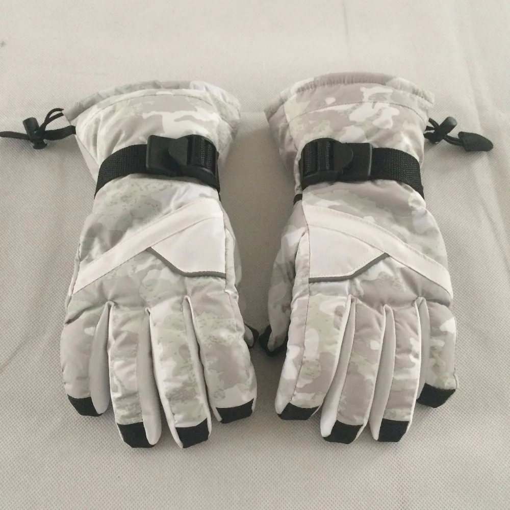 White Camo Ski Gloves Snowboard Glove Snowmobile Motorcycle Riding