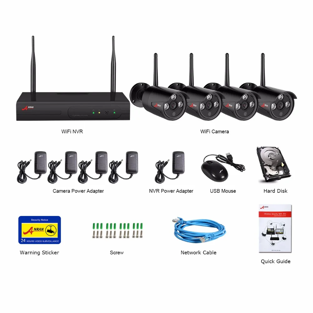  ANRAN Wireless Security Camera System 4CH NVR Kit 1080P HD Outdoor IP Camera Waterproof Wifi Survei