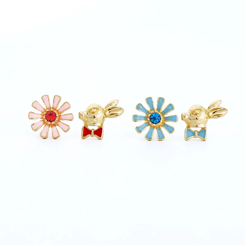 Tiny Enamel Bunny Stud Earrings
