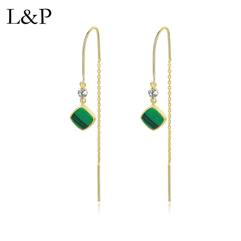 Серьги L &amp P из настоящего серебра 925 пробы для женщин бирюзовые длинные подвески